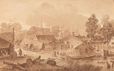 Község tavacskával, c. 1782. alkotó: Cornelis Brouwer