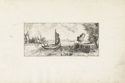 Hajó a folyón Tájképek (sorozat címe) alkotó: Cornelis Claesz van Wieringen (possibly)