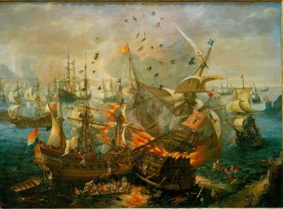 A spanyol admirális hajó felrobbanása (...) alkotó: Cornelis Claesz  van Wieringen