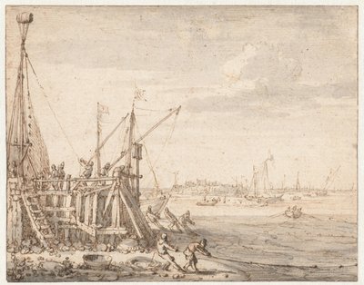 A kikötő feje hálójukban húzó halászokkal alkotó: Cornelis Claesz  van Wieringen