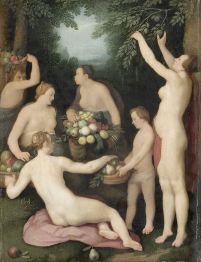 Pomona megkapja a gyümölcsszüretet alkotó: Cornelis Cornelisz. van Haarlem