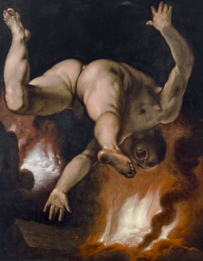 Ixion bukása (A lapithok királya meztelenül a pokol tüzébe zuhan), 1588 körül (olaj, vászon) alkotó: Cornelis Cornelisz. van Haarlem