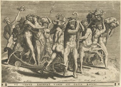 Bacchus és Vénusz kentaurok által rajzolt hintón alkotó: Cornelis Cort (rejected attribution)