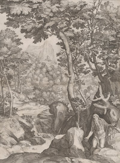 Szent Onufriusz a vadonban, 1574. alkotó: Cornelis Cort