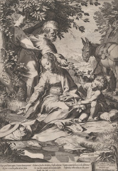 A pihenés Egyiptomból való visszatéréskor, 1575. alkotó: Cornelis Cort