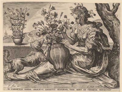 Szaglás alkotó: Cornelis Cort after Frans Floris I