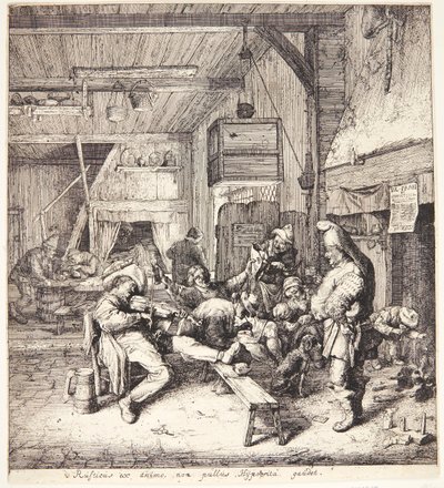 Hegedűs egy kocsmában alkotó: Cornelis Dusart