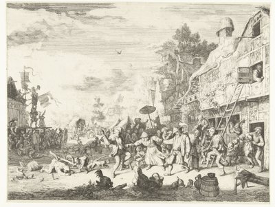 Nagy falusi vásár alkotó: Cornelis Dusart