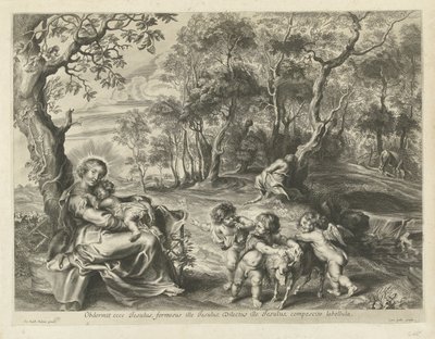 Pihenjen az egyiptomi repülésen alkotó: Cornelis Galle (I) (possibly)