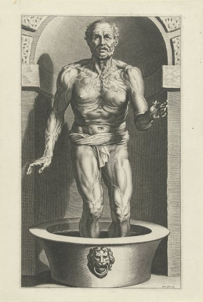 Seneca áll, lába a fürdőben alkotó: Cornelis Galle (I)