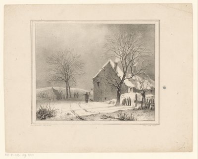 Házak a havas tájon alkotó: Cornelis Gerrit Verburgh