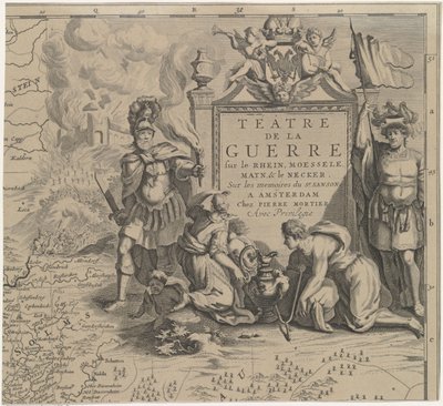 A németországi Marburg és Frankfurt am Main közötti Solms régió térképe (jobb felső lap) Téâtre de la Guerre sur le Rhein, Moessele, Mayn és le Necker (cím a tárgyon) alkotó: Cornelis Huyberts