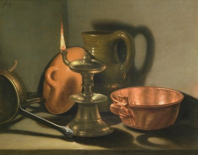 Csendélet olajlámpással alkotó: Cornelis Jacobsz