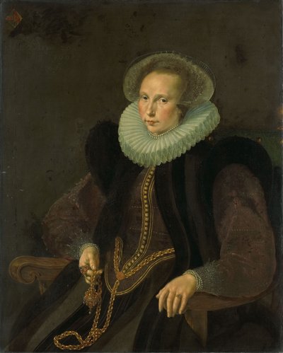 Hollandul: Griete Jacobsdr van Rhijn (1585-1652). Jacob Cornelisz Banjaert felesége, akit van Necknek hívnak Griete Jacobsdr van Rhijn (1585-1652) portréja. Jacob Cornelisz Banjaert, más néven van Neck felesége. alkotó: Cornelis Ketel