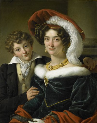 Rudolphina Wilhelmina Elizabeth de Sturler (1798-1873), Johannes van den Bosch gróf második felesége fiukkal, Richard Leeuwenharttal, 1829 alkotó: Cornelis Kruseman