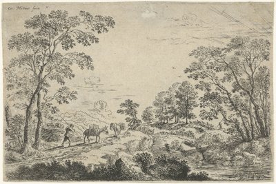 Tájkép öszvérhajtóval alkotó: Cornelis Matthieu