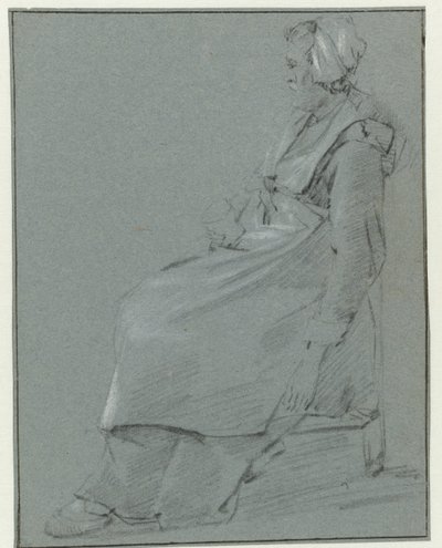 Ülő nő, profilban balra, sapkát visel, jobb kezében poharat tart alkotó: Cornelis Pietersz. Bega (circle of)