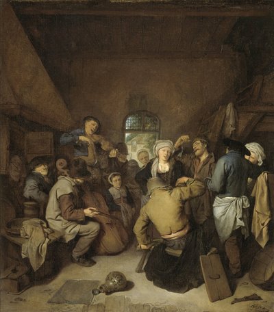 Parasztok zenélnek és táncolnak alkotó: Cornelis Pietersz. Bega
