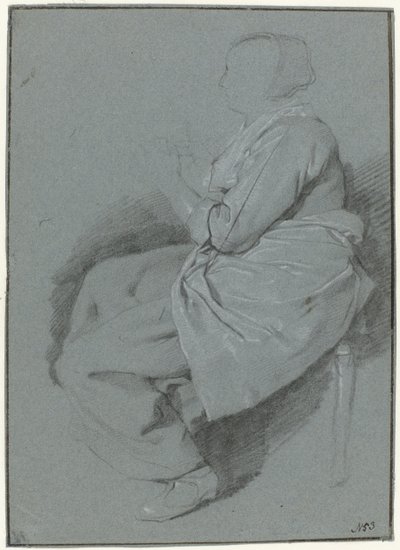 Ülő nő, profilban balra, kötényt visel alkotó: Cornelis Pietersz. Bega