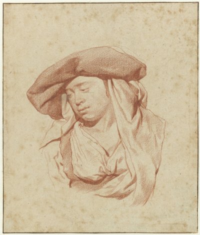 Tanulmány egy nőről, mellhossz, enyhén balra néző és lefelé néző alkotó: Cornelis Pietersz. Bega