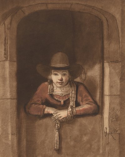 Boy Leaning over a Lower Door, 1763, megjelent 1765. alkotó: Cornelis Ploos van Amstel