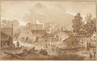 Kilátás a falura tóval alkotó: Cornelis Ploos van Amstel