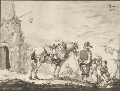 Férfi lóval, mosodával alkotó: Cornelis Ploos van Amstel