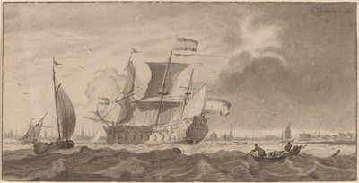 Hadihajó az Y-ban alkotó: Cornelis Ploos van Amstel and Bernhard Schreuder, after Ludolf Backhuysen