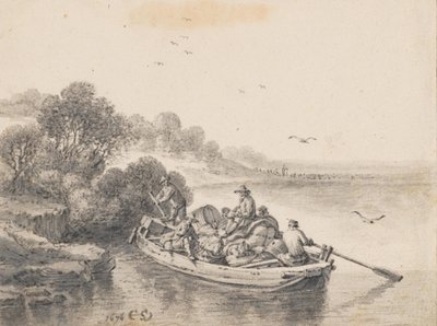 Egy erősen megrakott komp alkotó: Cornelis Saftleven