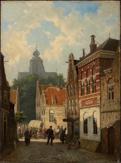 Holland utcai jelenet alkotó: Cornelis Springer