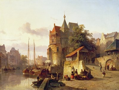 Erődített épületek a csatorna partján alkotó: Cornelis Springer