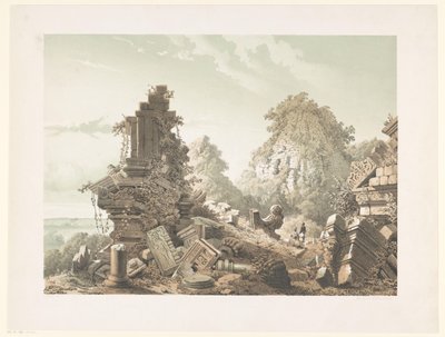 Tjandi Lora Djongrang romja Tjandi-Lora Djongrang romjai. Residence Jocjakerta (cím a tárgyon) alkotó: Cornelis Springer