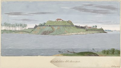 Fort Caliture Ceylonban, a folyó felől nézve Fortres Caliture a Revier oldaláról (cím az objektumon) alkotó: Cornelis Steiger