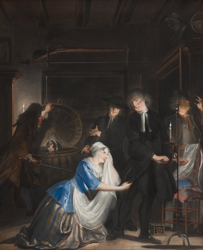 Hamis erény felfedezése: Volkert felfedezése a szennyeskosárban, 1739 alkotó: Cornelis Troost