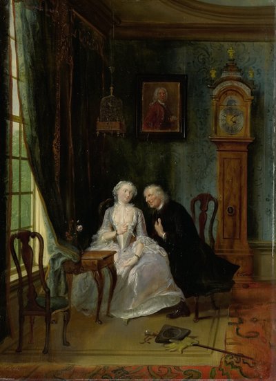 Méltatlan szerelem, talán az özvegy Joost jelenete Luciával, 2. jelenet a darabból alkotó: Cornelis Troost