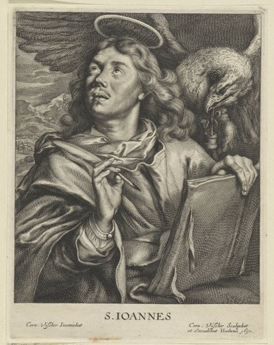 János evangélista S. IOANNES (cím a tárgyon) Vier Evangelisten (sorozat címe) alkotó: Cornelis Visscher (II)