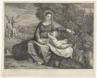 Mária gyermekével és Tóbiással és az angyallal alkotó: Cornelis Visscher (II)