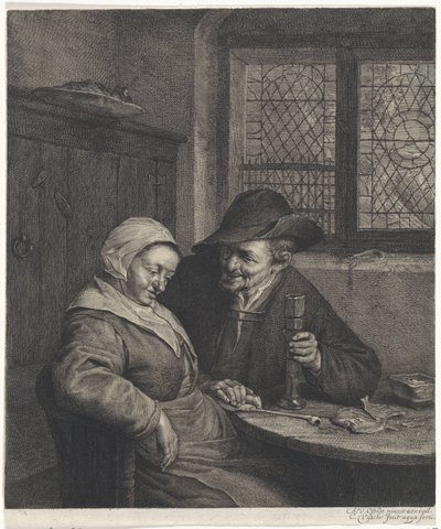 Öreg házaspár A sós lepényhal alkotó: Cornelis Visscher (II)