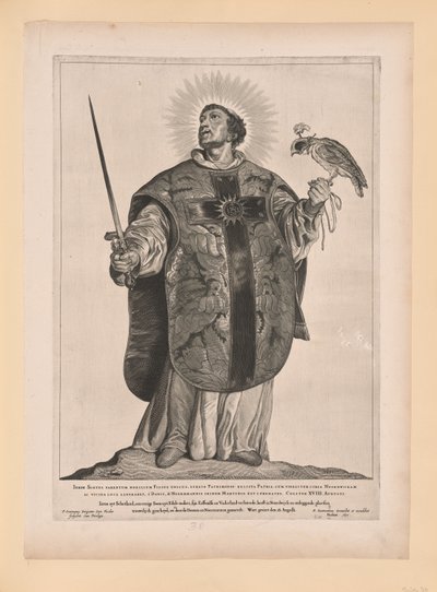 Egmondi Szent Adalbert, az Észak- és Dél-Hollandia szentjei című könyvből. alkotó: Cornelis Visscher