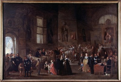 Irgalmasság cselekedetei: beteglátogatni alkotó: Cornelis de Wael