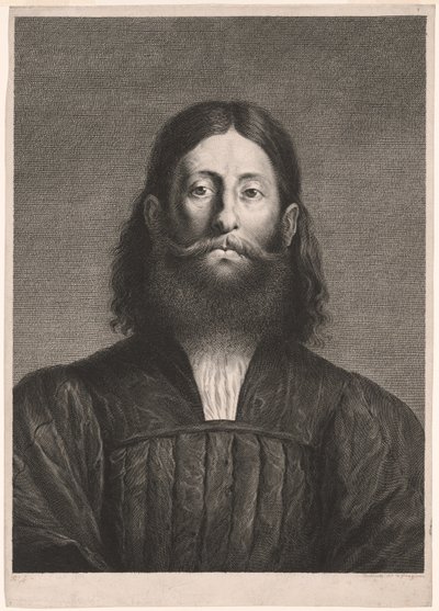 Szakállas férfi portréja (Giorgione ún. portréja), a Reynst-kabinetből; Variarum imaginum a celeberrimis artificibus pictarum Caelaturae (Reynst-kabinet: Híres művészek által festett különböző képek metszetei). alkotó: Cornelis van Dalen II