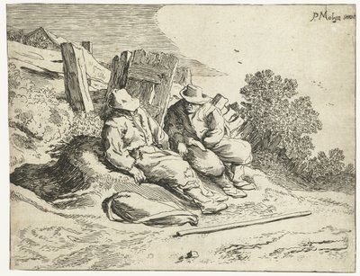 Gazdák az út szélén Négy tájkép (sorozat címe) alkotó: Cornelis van Kittensteyn (attributed to)