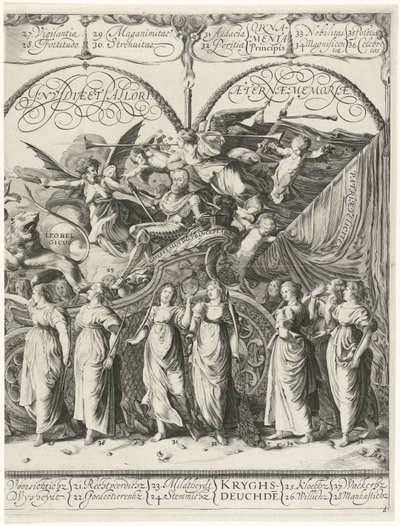 Orániai Vilmos diadalmenete, d Currus triumphalis Illustris / Orániai Vilmos diadalmenete (sorozat címe) alkotó: Cornelis van Kittensteyn