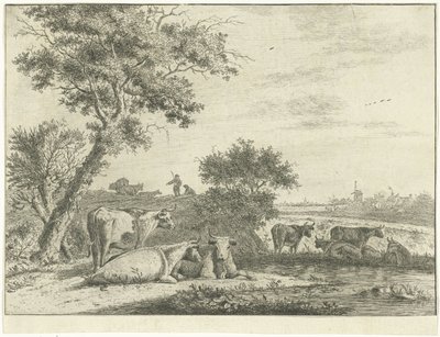 Táj tehenekkel alkotó: Cornelis van Noorde