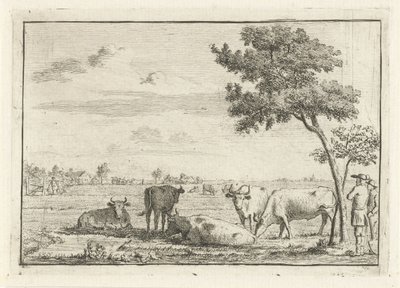 Öt tehén a legelőn alkotó: Cornelis van Noorde