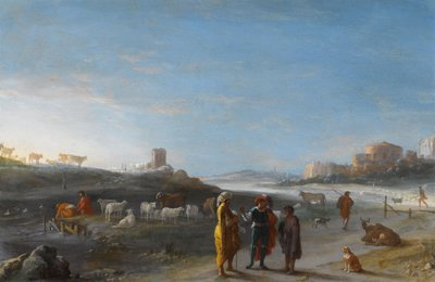 Itáliai táj egy azonosítatlan témával az Ószövetségből alkotó: Cornelis van Poelenburch