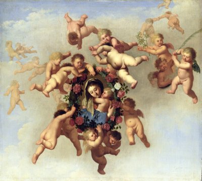Madonna portréját vivő angyalok a mennybe alkotó: Cornelis van Poelenburgh or Poelenburch