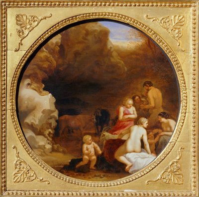 Nimfa és szatír egy barlang bejáratánál ... alkotó: Cornelis van Poelenburgh or Poelenburch