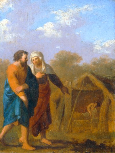 Sára megkéri Ábrahámot, hogy vegye el Hágárt második feleségül ... alkotó: Cornelis van Poelenburgh or Poelenburch