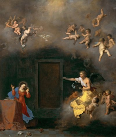 Az Angyali üdvözlet, Poelenburgh, Cornelis, van (1594/95-1667). Olaj, réz, c. 1635. Méretek: 48x41 cm. Művészettörténeti Múzeum, Bécs alkotó: Cornelis van Poelenburgh or Poelenburch